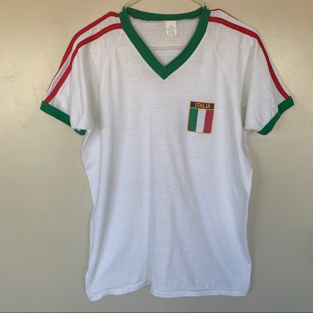Vintage ITALIA Italy Soccer World Cup T-Shirt 80s RARE!